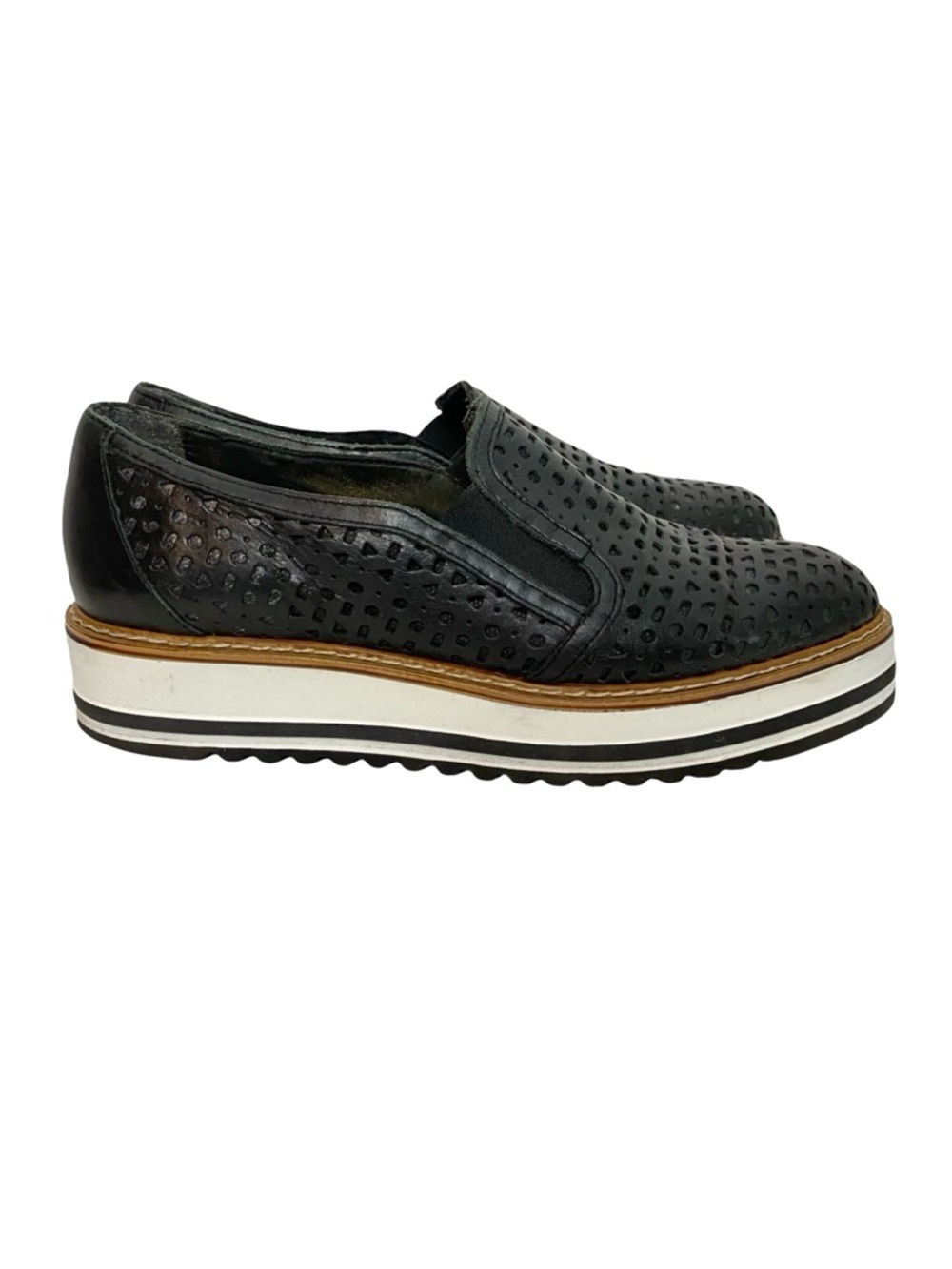 Wellfeet Light Platform Shoes Womens Size 9.5 Black Leather Well Feet Slides